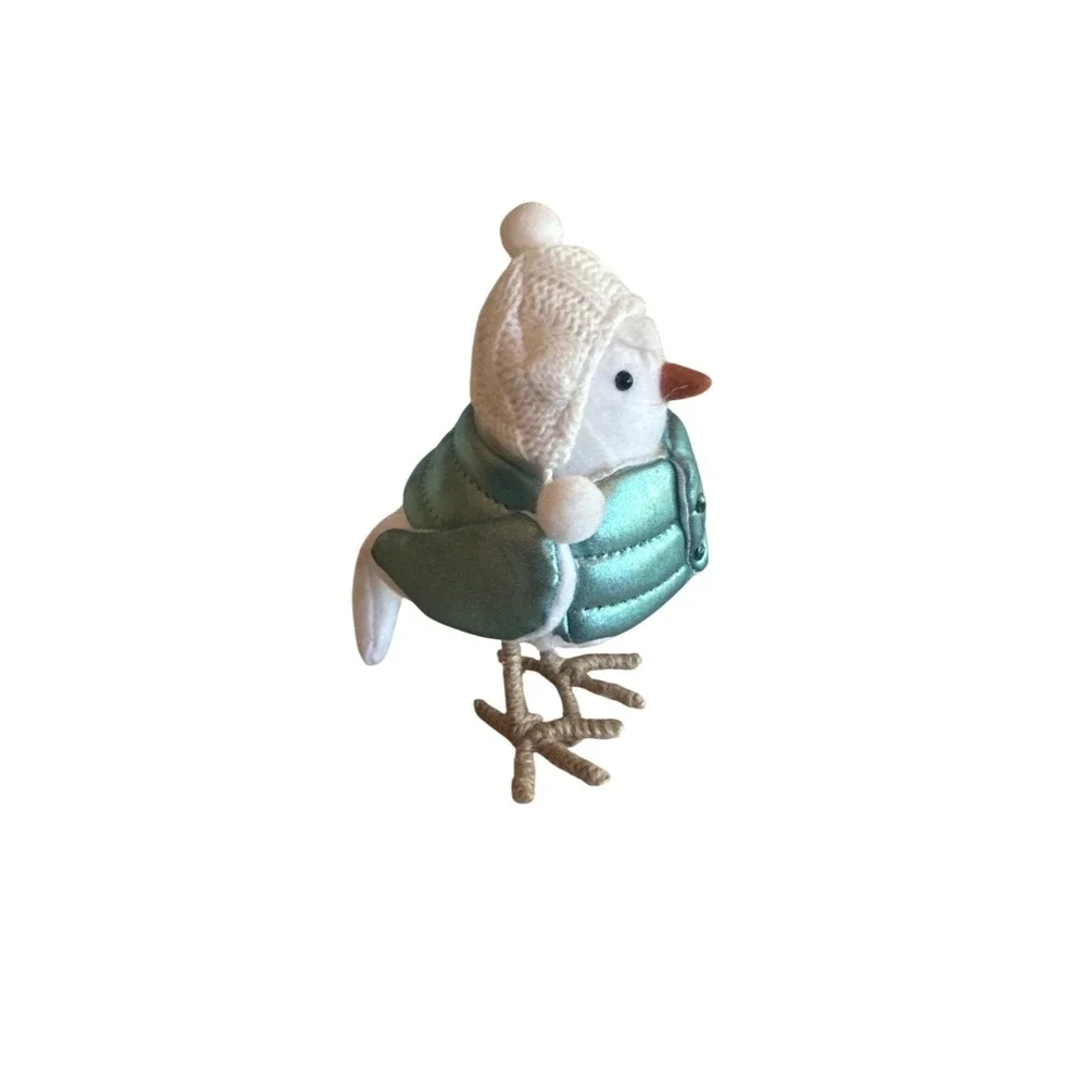 Winter Bird Figurine With Knit Hat & Scarf Target Wondershop White Green Vest